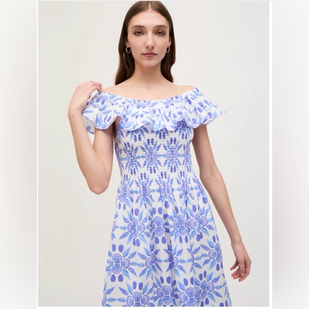 Hill House Akilah Blue Shell Midi Dress Size S - Picture 2 of 8